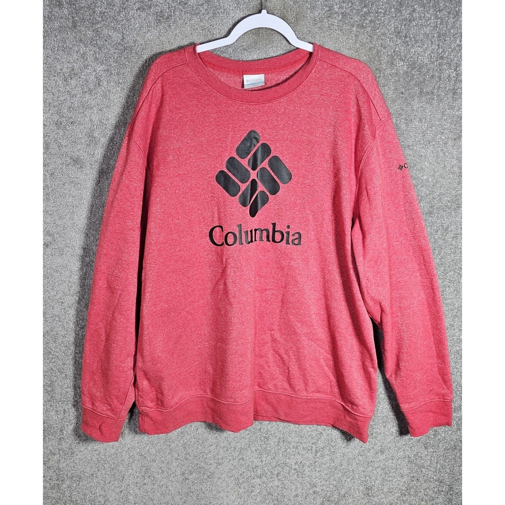 Columbia Spellout Sweatshirt Mens Size XXL Red Black Long Sleeve Pullover 2XL